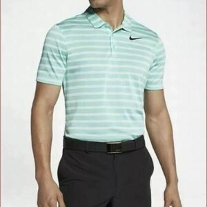 Nike Men's Polo Shirt - Light Green Stripes